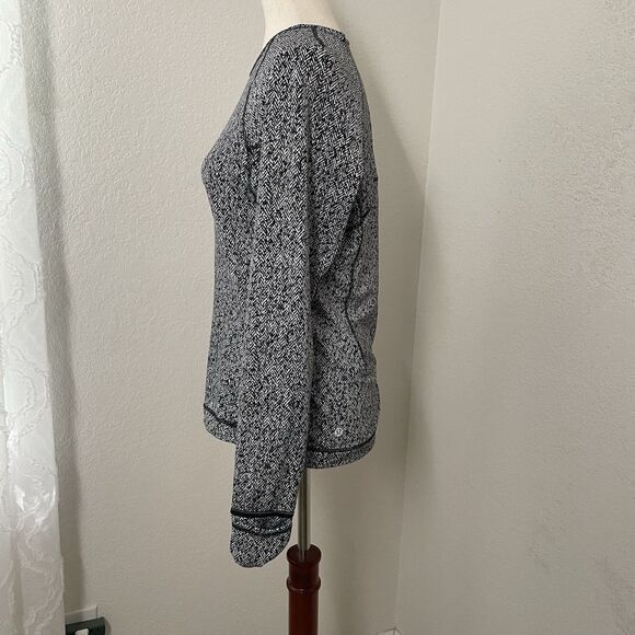 Lululemon Runderful Long Sleeve Cuffins Scattered Herringbone Women Size 8 Grey - Picture 2 of 10